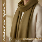 Graziemille Pure Pashmina For Women MILITARY GREEN XL