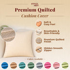 STITCHNEST Quilted Velvet Cushion Covers Set of 5 | Soft Maroon | 18x18 Inches | Premium Sofa & Living Room Décor