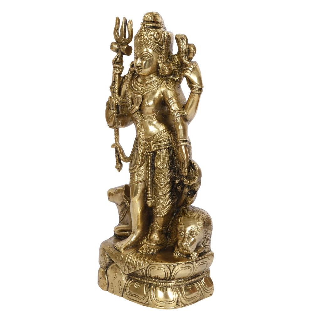 ARTVARKO Brass Ardhanarishvara Idol | Half Shiva Parvati Statue | Shiv Shakti Murti | Handmade Ardhnarishwar Showpiece for Pooja Room Mandir Home Decor | Spiritual Religious Gift | 13 Inch