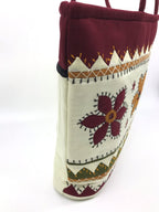 SriShopify Handcrafted Handmade Handbags for Women Traditional Wedding Tote Shoulder Bag white handbags for women stylish sankranti, valentine Gift for ladies (30x40x10 cm Applique work Stylish)