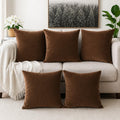 Khooti Velvet Cushion Cover, 22x22 (Brown)(Pack of 5)