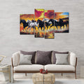 VIBECRAFTS Horses Running Through The Splashes Of Water 4 Pieces Canvas Wall Painting Fitted With Wooden Frame For Home | Office | Living Room |Gifts(PTVC4Pcs2_14503)