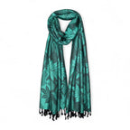 STOLE STUDIO Embellished Leaf Luxurious Viscose Stole Scarf (Black/Rama)
