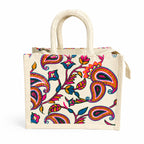 Printed Canvas Tote Bag | Eco-Friendly Reusable Multipurpose Shopping & Gift Bag with Cotton Rope Handles | Assorted Designs | 10(L) x 8.5(H) x 5.5 (w) Inch (Pack of 5)