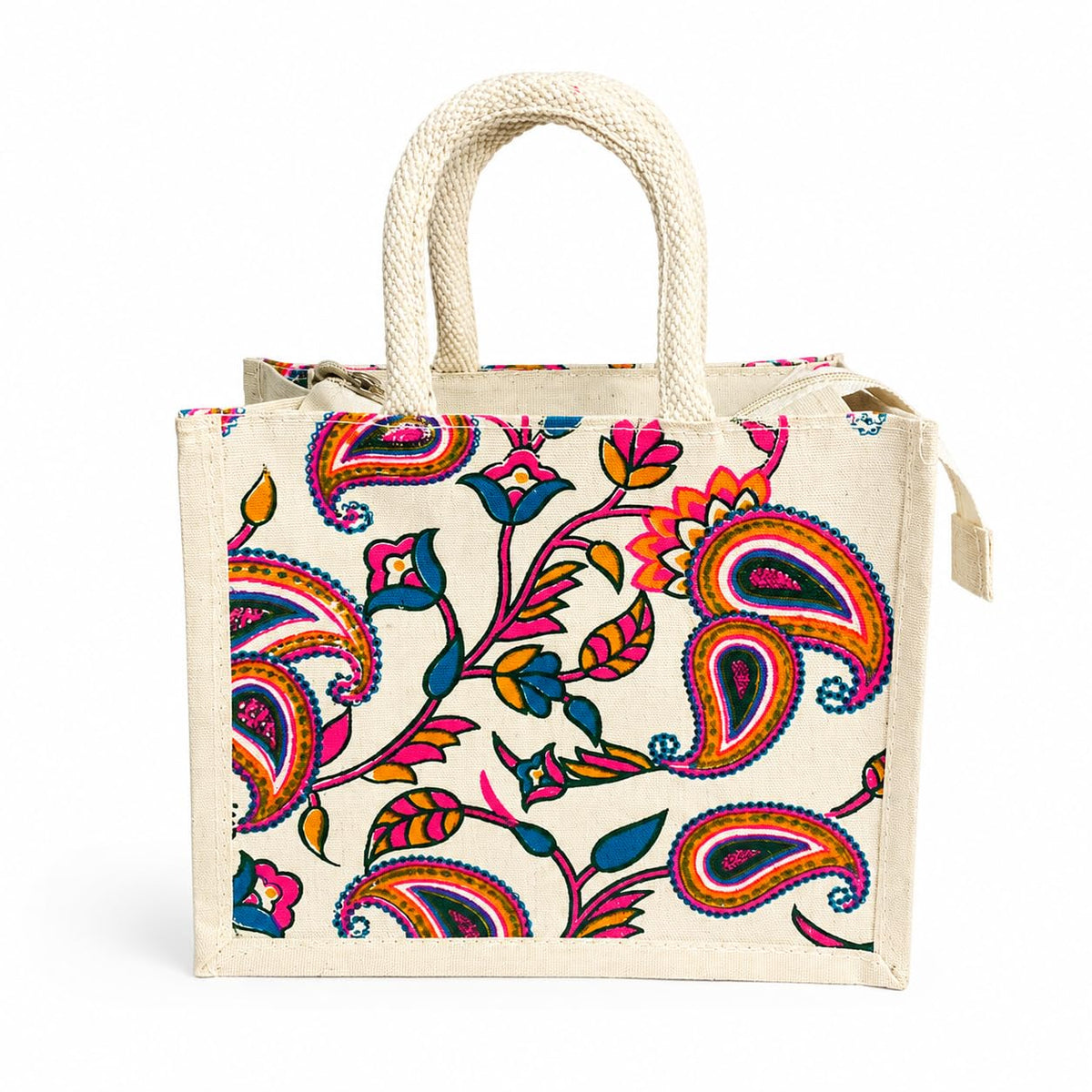 Printed Canvas Tote Bag | Eco-Friendly Reusable Multipurpose Shopping & Gift Bag with Cotton Rope Handles | Assorted Designs | 10(L) x 8.5(H) x 5.5 (w) Inch (Pack of 5)