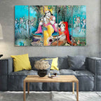 VIBECRAFTS Hindu Radha Krishna Wall Painting Set of Five Pieces For Home|Office|Living Room|Gift (PTVC5Pcs4_8677)