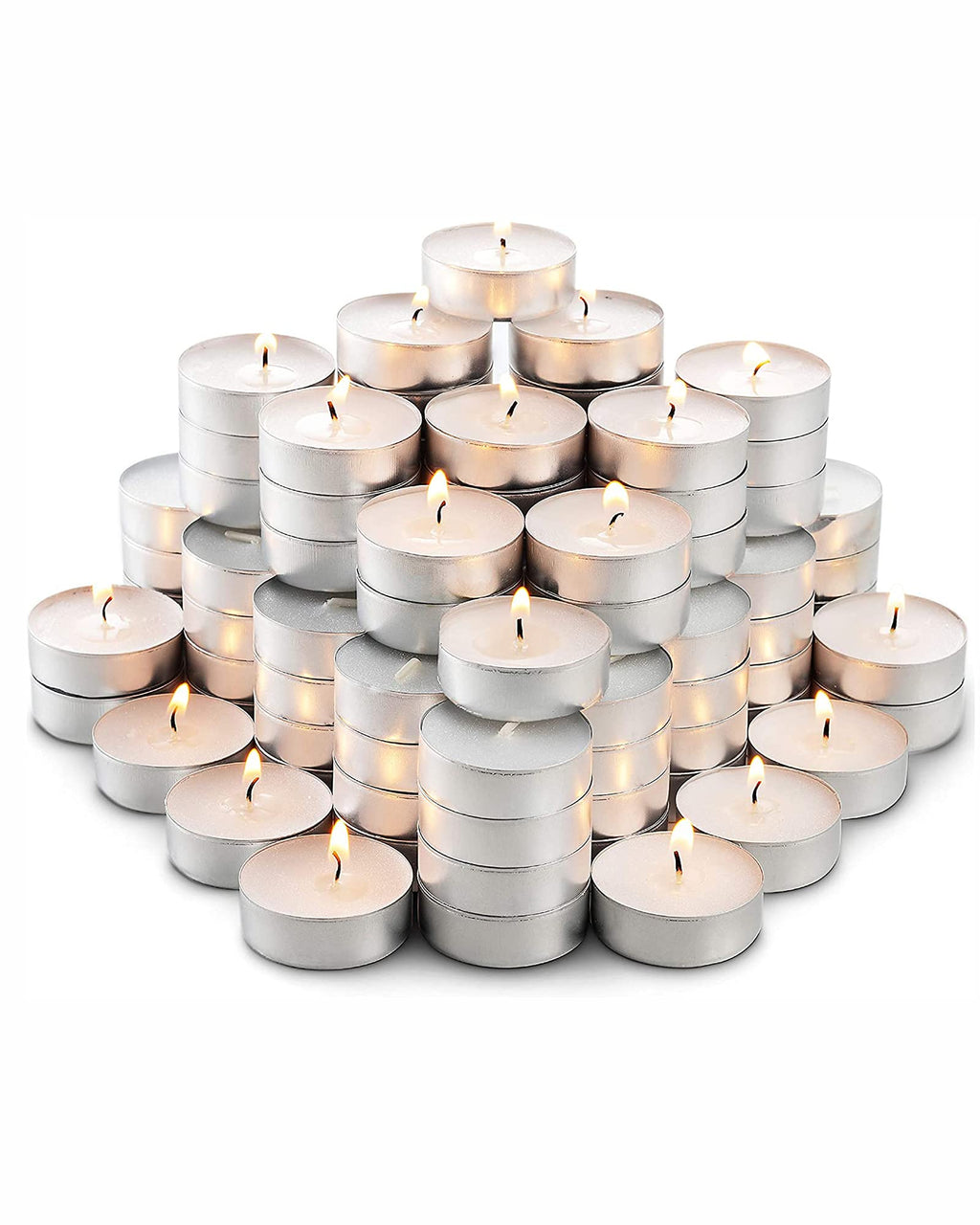 Homesake® Tea Light Candles Pack of 100, Unscented Long Burning Smokeless White Wax Candles for Diwali Decoration, Home Décor, Candle Holders, Spa, Meditation & Romantic Lighting