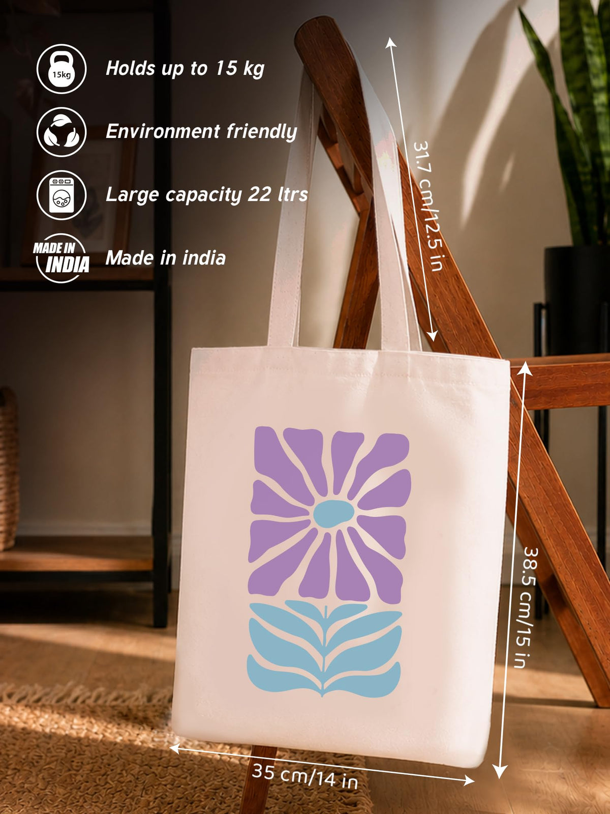 DOODLE Canvas Tote Bag for Women with Zip – Poly Cotton Shoulder Bag with Outer Zip & Inner Pocket for College, Office, Shopping & Travel