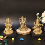 ARTVARKO Brass Laxmi Ganesha Saraswati Idol Statue Spiritual Sculpture Puja Vastu Showpiece Religious Murti Pooja Gift and Home Décor.