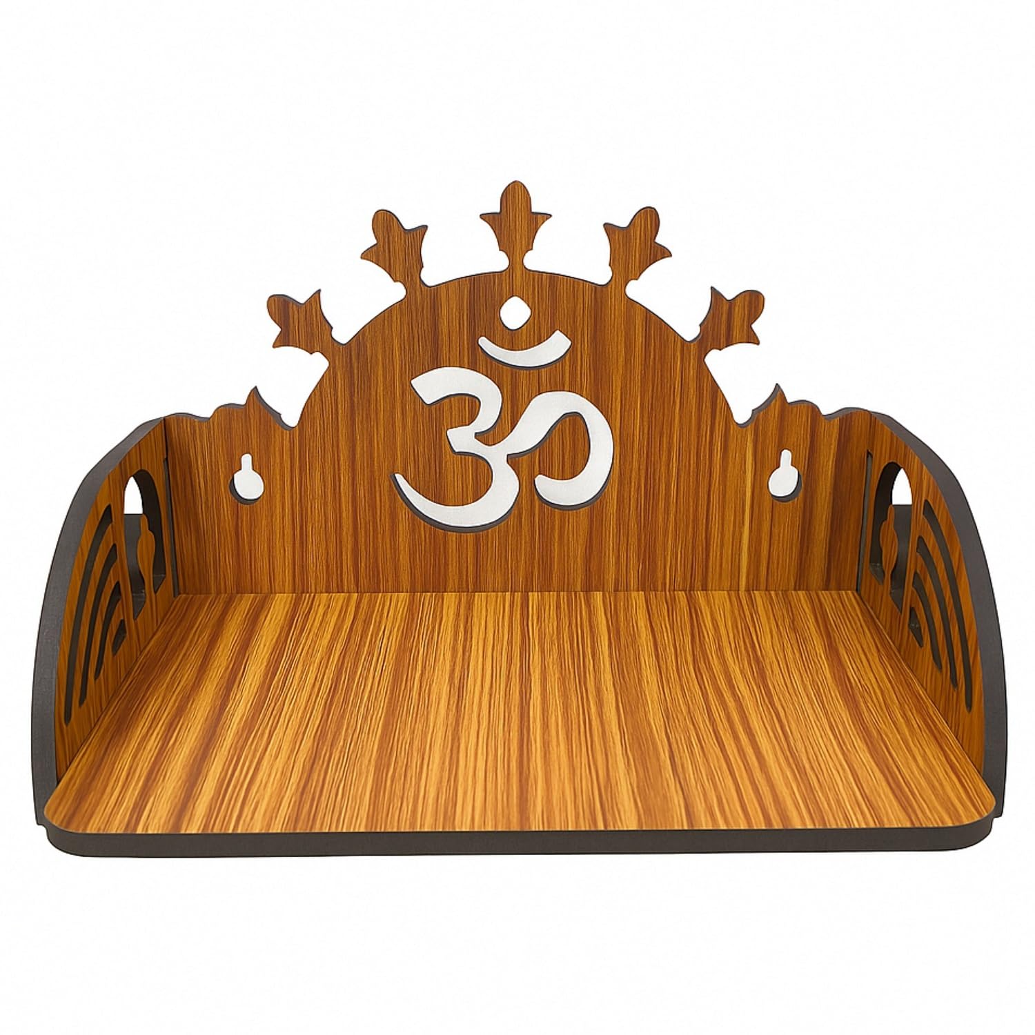 HOMEWEY DECOR Wooden Home Temple Handcrafted Support Heavy Idols Luxurious Finish Pooja Mandir for Home & Office Wall Mount for Room (Design8)