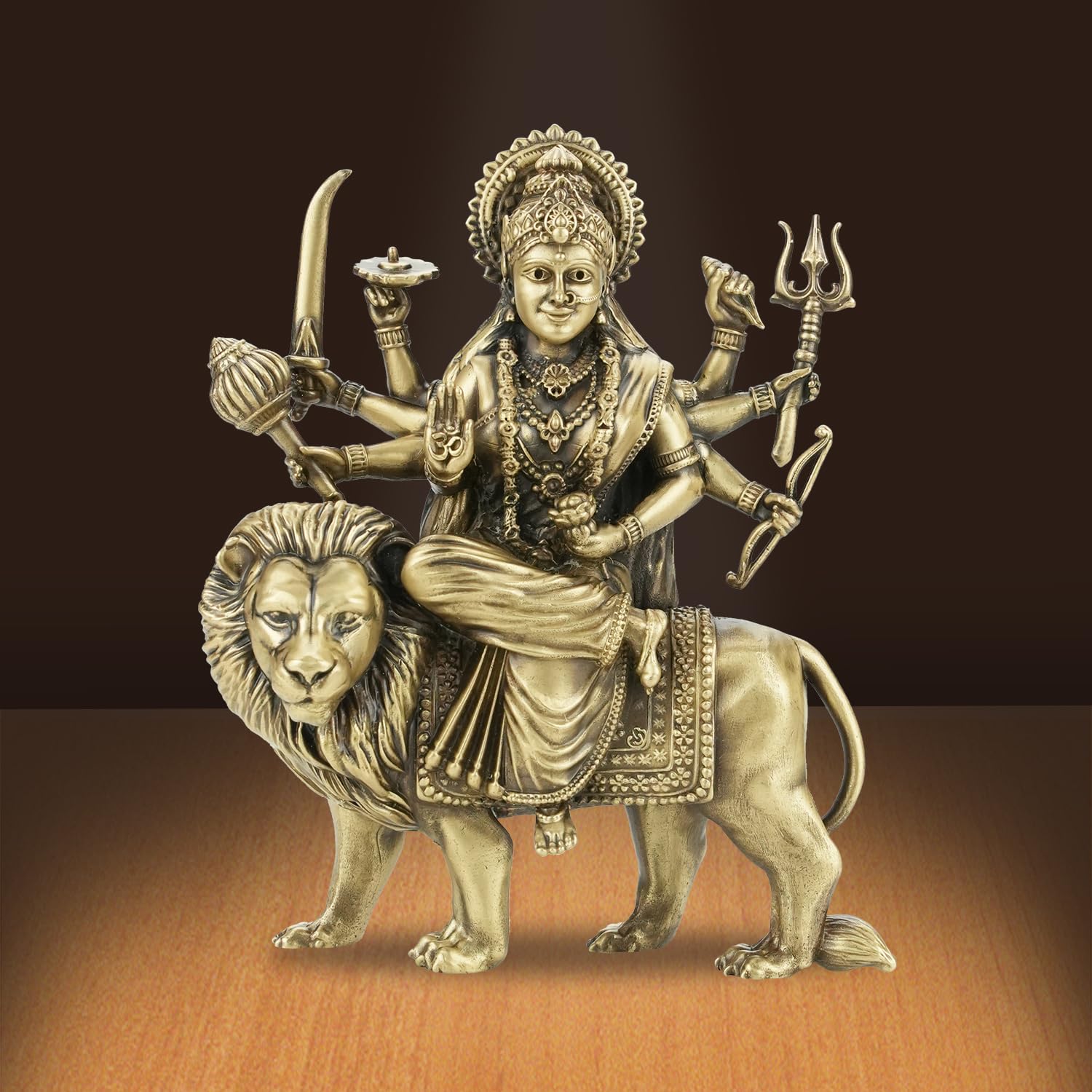 Shilpkala Brass Maa Durga Idol for Home Temple 3 Inch – Divine Durga MATA Murti for Pooja Mandir, Elegant Home Decor Statue, Spiritual Worship Figurine, Festival & Housewarming Gift (Coffee Antique)