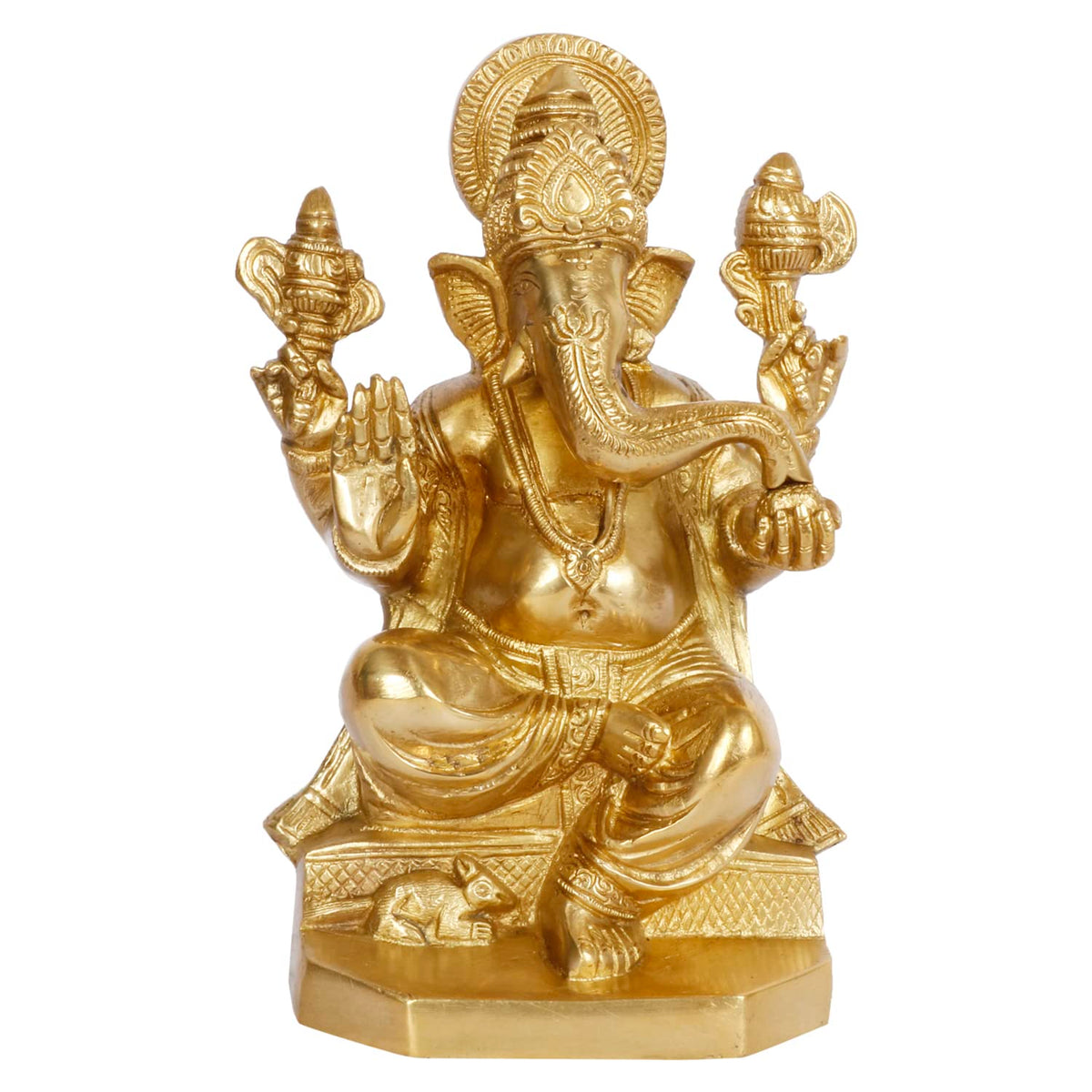 ARTVARKO Ganesh Bhagwan Brass Idol Ganesha Statue Ganpati Murti for Home Entrance Decor Temple Puja Gift Height 8 Inch