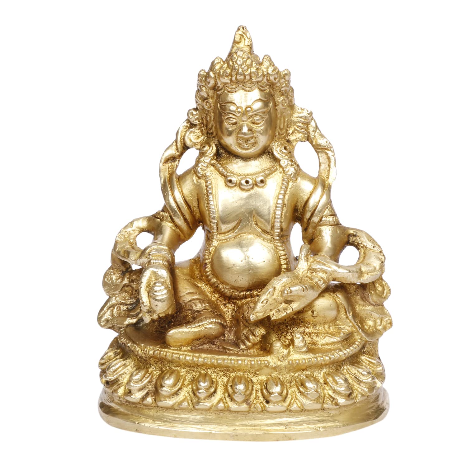ARTVARKO Brass Lord Kuber Idol 6 Inch | Kubera Sitting Blessing Murti for Pooja Room, Home Temple, Locker, Tijori & Office | Brass Statue for Wealth, Prosperity, Business, Meditation & Home Décor
