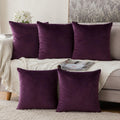 Khooti Velvet Cushion Cover (Wine; 16x16 Inch) - Pack of 5