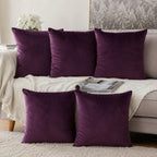 Khooti Velvet Cushion Cover (Wine; 16x16 Inch) - Pack of 5