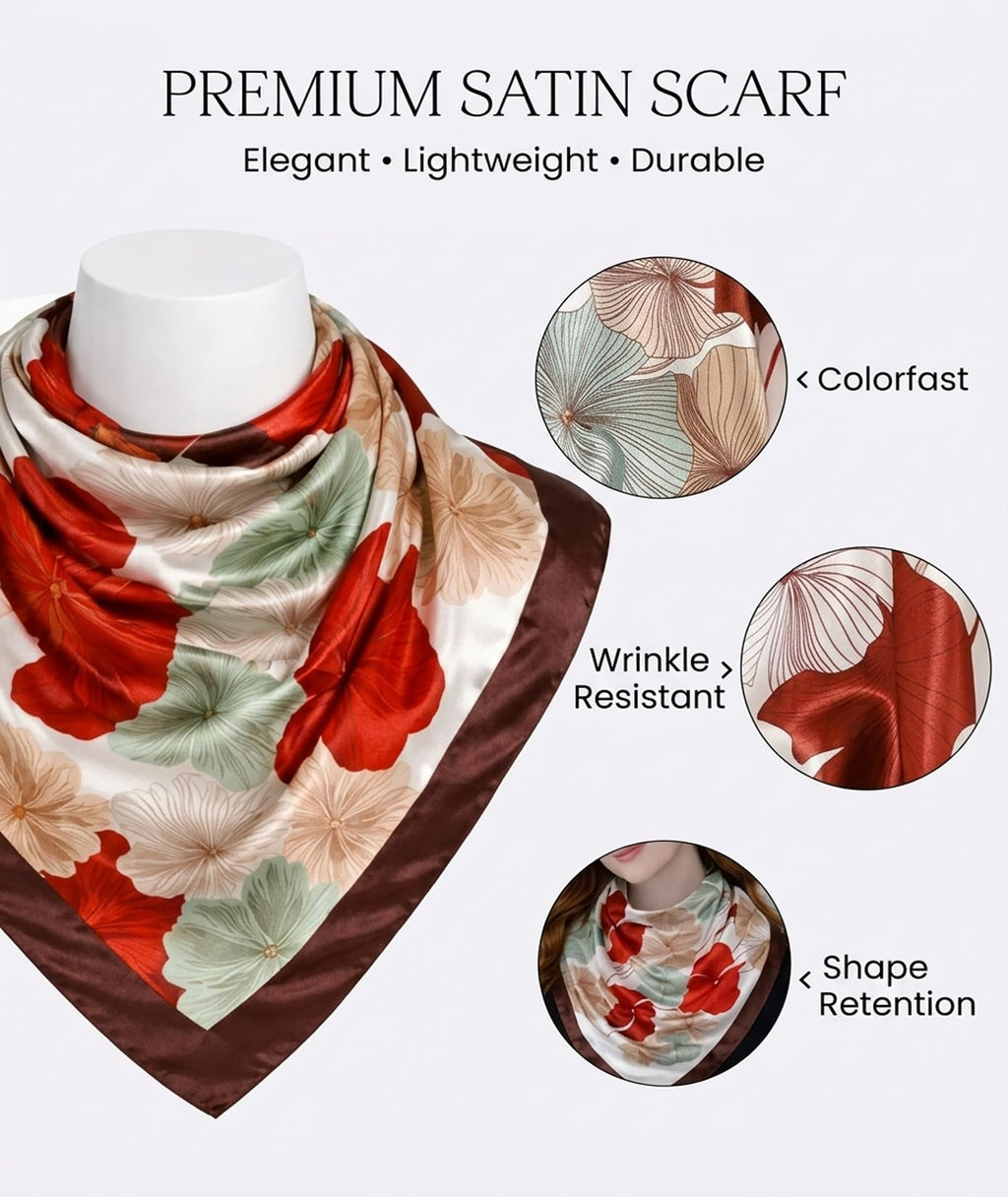 ELESUNCDOU 2Packs Silk Like Head Scarf for Women, Elegant Silk Scarf, Beautiful Bandanas for women, Fashion Accessory for Office, Travel, and Special Occasions