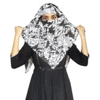 Switchon Rayon Anti Pollution Full face Scarf UV Sun Rays Protection Hijab scarf for women - Free Size (Black_White2)
