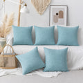 Khooti Jute Cushion Cover | 16 x 16 Inches / 40 x 40 cm | Teal Green | Set of 5 | Throw Pillow Cover for Couches, Chairs, Sofas, Beds, Coffee Tables, Living Rooms, Bedrooms, Modern Boho Design