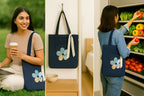 MASQ by Q-One Cute Genes Foldable Reusable Tote Bag for Women with Zip | College Bag for Girls | 100% Organic Canvas Tote for Shopping, Travel & Beach | Multi-Purpose Sturdy Bag with 15kg Capacity
