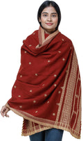 Exotic India Women's Kutch Wool Shawl (SHY72--mandarin-red)