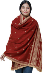 Exotic India Women's Kutch Wool Shawl (SHY72--mandarin-red)