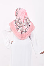 Markaz Hijab Printed Malaysian Instant Hijab for Women | Floral Border Design | Ready to Wear Modest Fashion Headscarf | Elegant Muslimah Style (PINK, XXL (36))