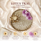 BEHOMA Golden Metal Lotus Pooja Thali with Tea-Light Holder, 25.5cm
