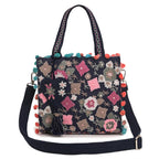 Boho Girl Mini Tote Bag for Women Whimsical Jacquard Handbag with Adjustable Strap Stylish and Elegant Ladies Crossbody Shoulder Purse, Sling Bag Perfect Birthday, Anniversary and Wedding Gift