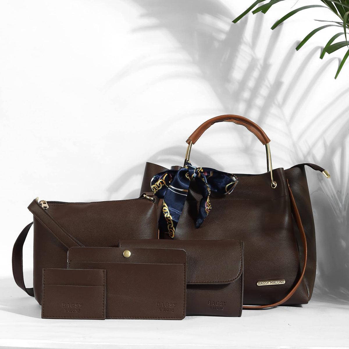 Bagsy Malone Women's Vegan Leather Stylish Tote Bag | Pack of 5 | Ladies Purse Handbag | Womens Day Gift