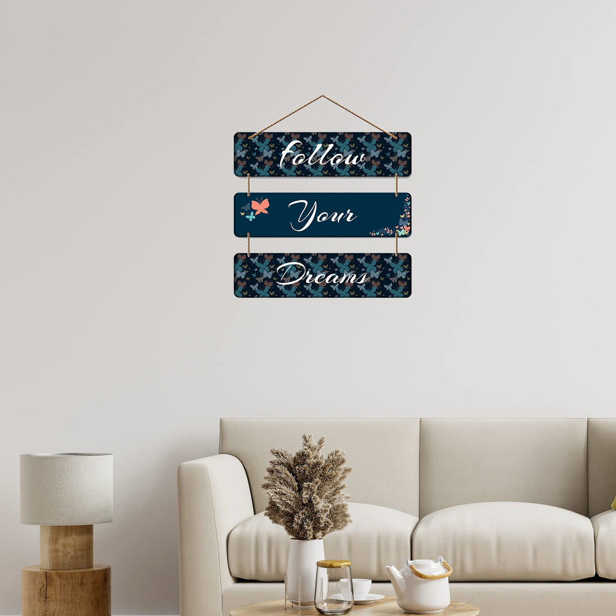 Artvibes Follow Your Dreams Printed MDF Wood Wall Hanger For Home | Quotes Decor Item | Motivational Wall Decor | Wall Accent | Graphic Art | Gift Items | Mdf Wall Decoration for Office (WH_5308N)
