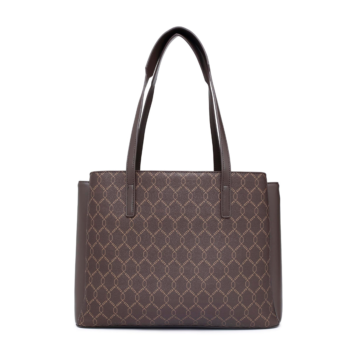 Cia Brown Tote Handbag With Monogram Detail Fits Upto 15 Laptop