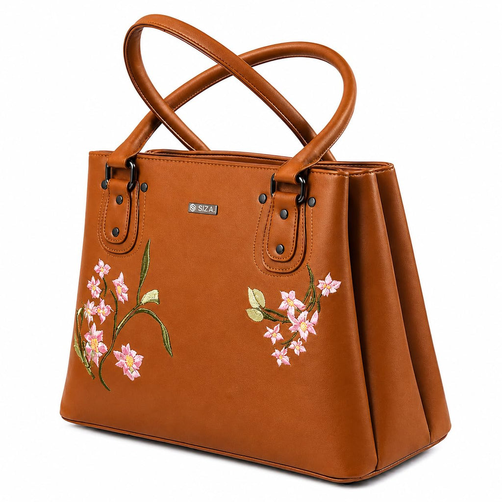 Siza Women Handbag for Office Use, Tote Bag for Women, Stylish Marron Shoulder Bag with Zipper, Multi Compartment Daily Use & Travel Handbag