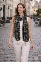 Women’s Printed Fashion Scarf for Women & Girls | Soft Lightweight Neck Wrap Stole with Tassels | Stylish Casual Daily Wear Scarf