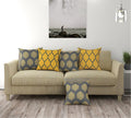 Trance Home Linen Set of 5 Premium 100% Cotton 16x16 inch Cushion Covers Only for Sofa and Diwan | Small Cushion Pillow Covers Only (16x16 inch | 40cmx40cm, Damask & Dori Mustard Yellow) – Set of 5