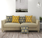 Trance Home Linen Set of 5 Premium 100% Cotton 16x16 inch Cushion Covers Only for Sofa and Diwan | Small Cushion Pillow Covers Only (16x16 inch | 40cmx40cm, Damask & Dori Mustard Yellow) – Set of 5