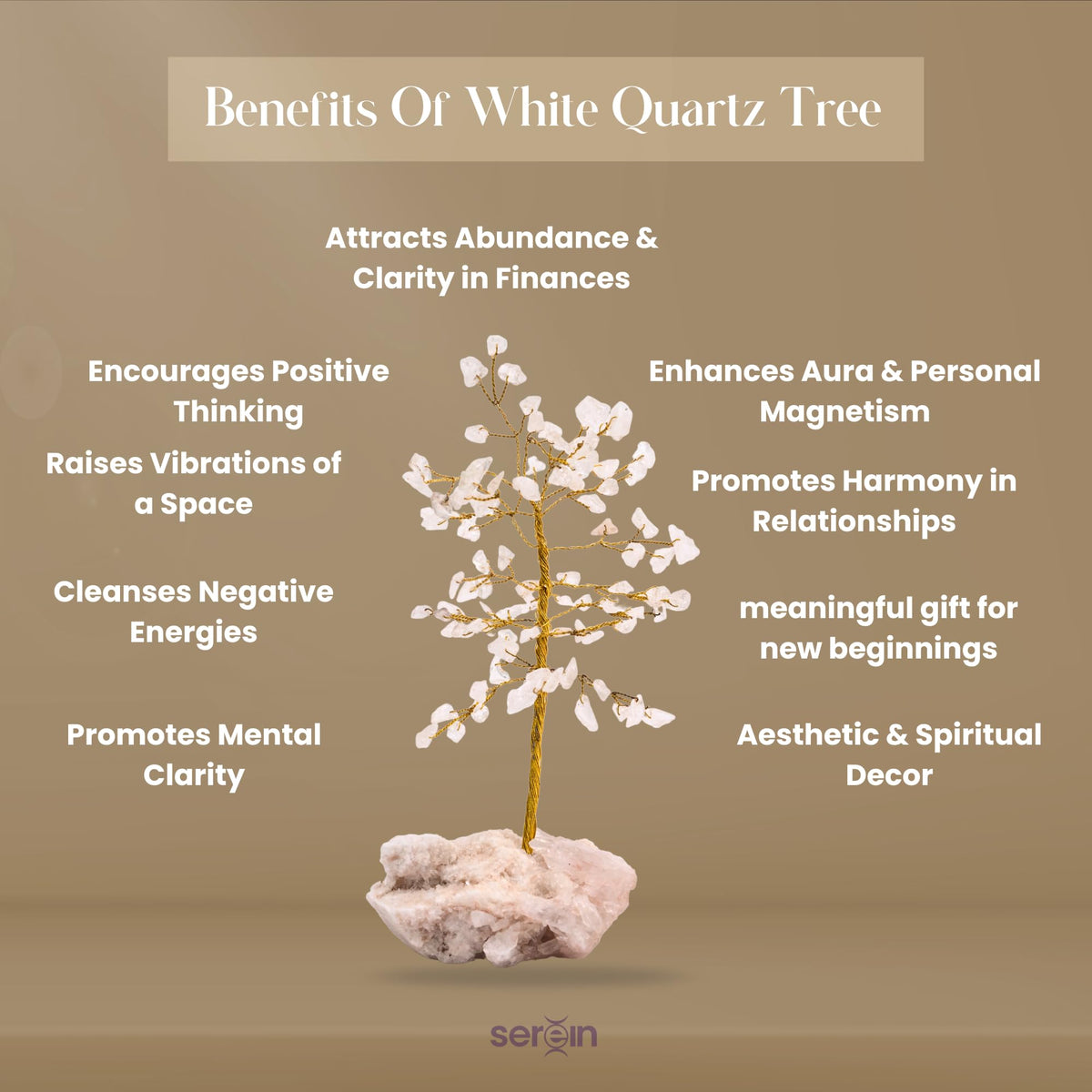 Serein Clear Quartz Crystal Tree Showpiece Good Luck Feng Shui Bonsai Trees Crystal Healing Positive Energy Artificial Plant Home Decoration Hall Decoration for Birthday & Marriage Gifts