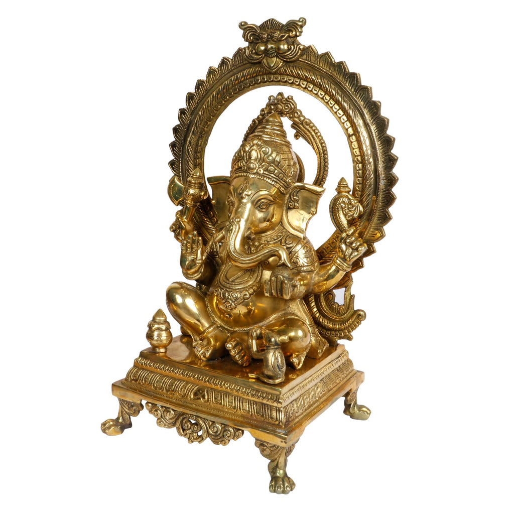 ARTVARKO Big Brass Ganesha Idol Ganesh Bhagwan Large Statue God Ganpati Murti for Home Pooja Entrace Décor Good Luck Vastu Decoration Showpiece 20 Inch