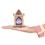 LASER ART Wooden Mini Home Temple with Maa Saraswati for Car Dashboard Desk Organizer Home Decor 10cm x 7.5cm x 4.5cm
