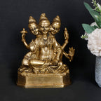 ARTVARKO Brass Lord Dattatreya Idol Bhagwan Datta Murti Statue for Home Pooja Office Decor Trimurti Bhagwan Sculpture 5 Inch