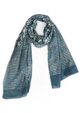 RAI SAHAB Women's Cotton Hand Block Printed Casual Stoles/Scarf(ST-72GRN10)