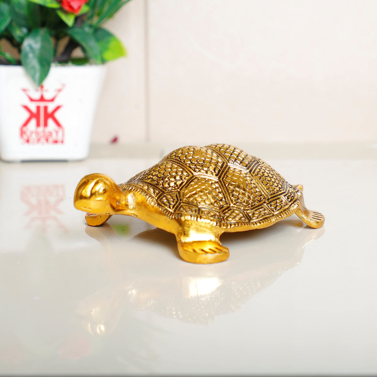 Prince Home Decor & Gifts Tortoise Big Antique Gold Plated in Metal