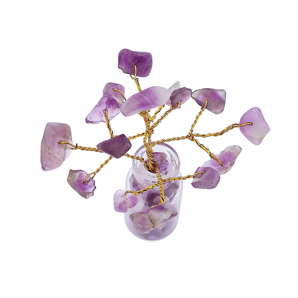 Gemsvala Amethyst Mini Crystal Tree | Natural Healing Gemstone Bonsai for Home Decor, Positive Energy, Feng Shui, Office Desk & Gift Item