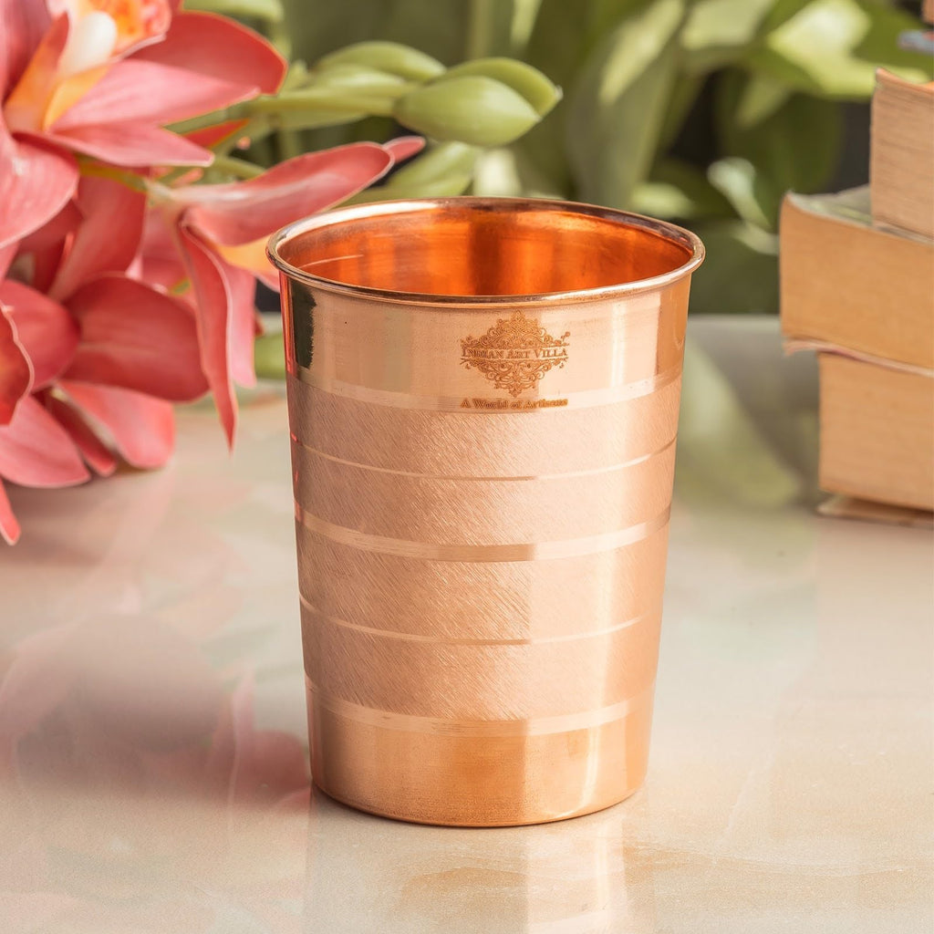 INDIAN ART VILLA Luxury Copper Glass Tumbler, Drinkware, 275 ML, Pack of 1
