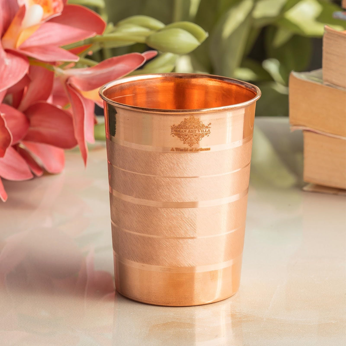 INDIAN ART VILLA Luxury Copper Glass Tumbler, Drinkware, 275 ML, Pack of 1