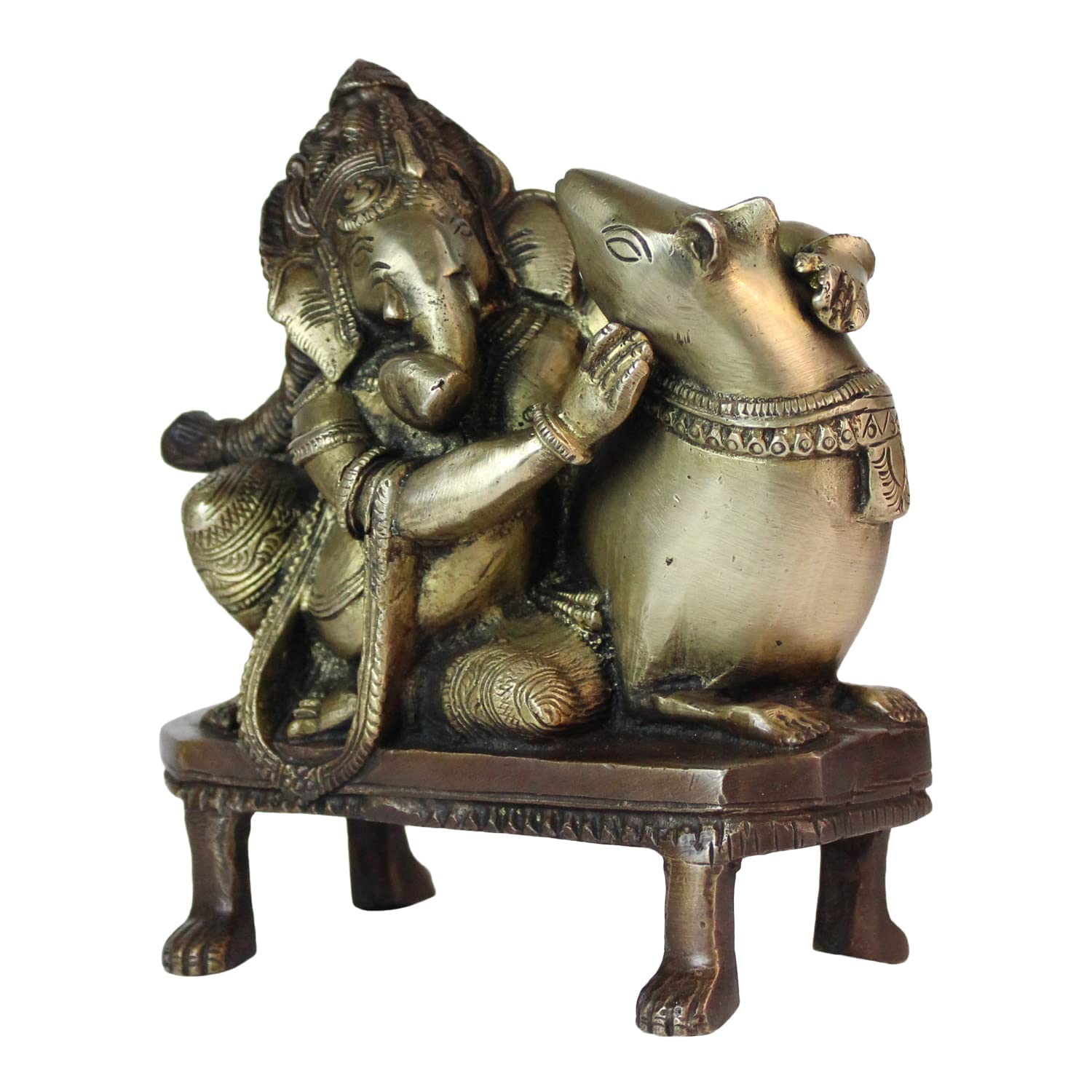 Svarup Brass Sitting Ganesha Idol in Multicolor Height 8 Inch Weight 1.6 Kg