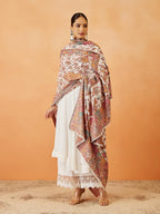 Pashmoda Women Gulbahar Kaani Wool Blend Kashmiri Shawl, Stole, Scarf, Luxury Pashmina Evening Wrap (Size: 101 X 203 CM)