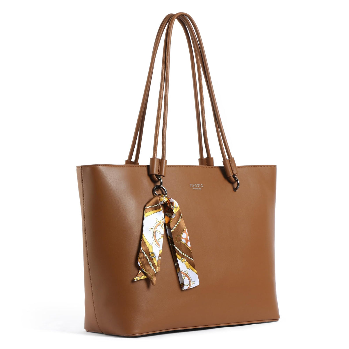 EXOTIC Celeste Structured Tote Bag with Laptop Compartment | Premium Minimal Design | Multi-Section Interior | Everyday Work & Travel Tote (Brown)