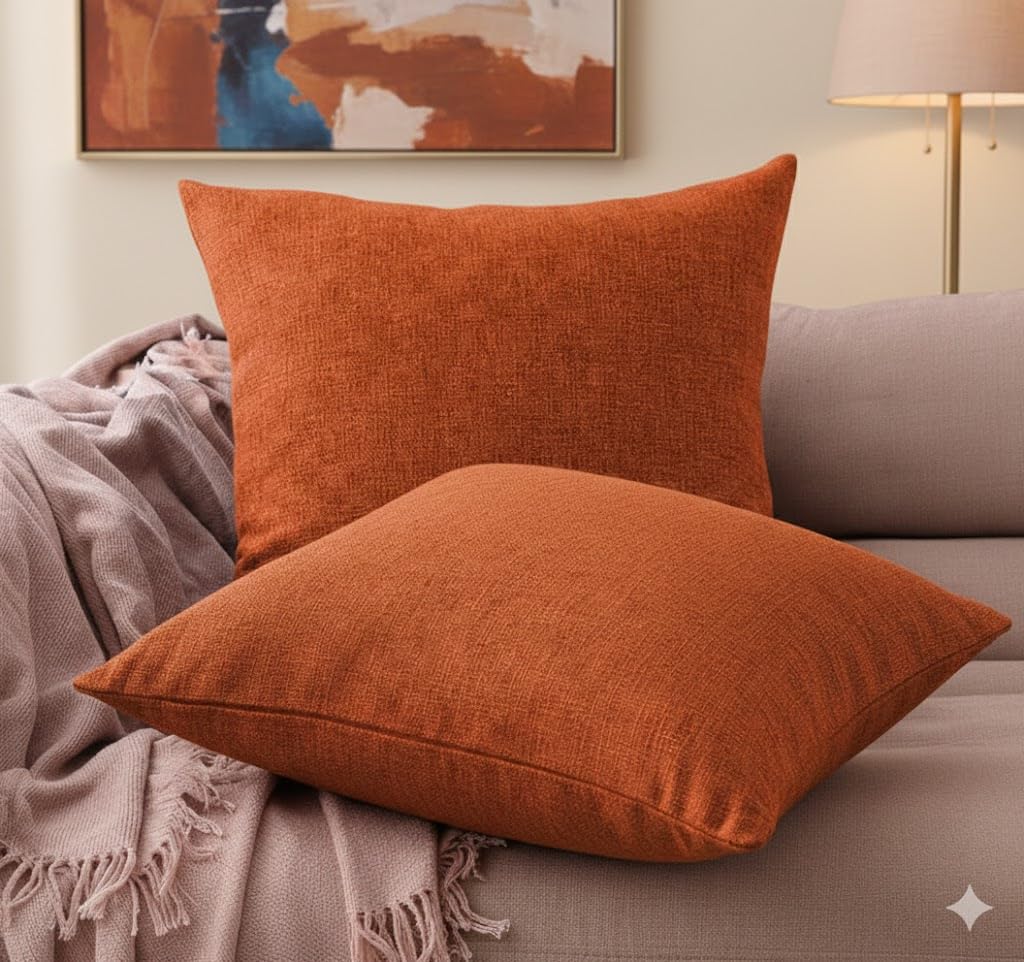CASA-NEST Jute Cushion Cover 24x24 (Pack of 2) (Orange) JUTEREV24