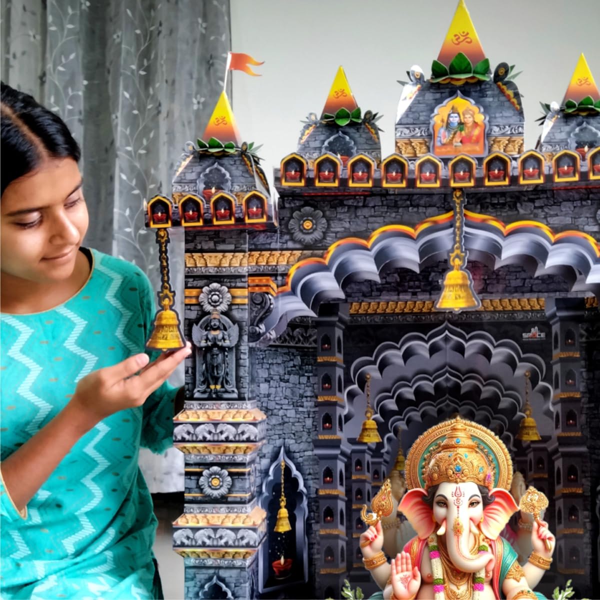 Shree Space SM1 MAKHAR Decoration | DIY Paper 3D Temple Decorations | for All Festivals | eco-Friendly | Ganesh Jayanti | Ganesh Puja | Maghi Ganeshotsav |