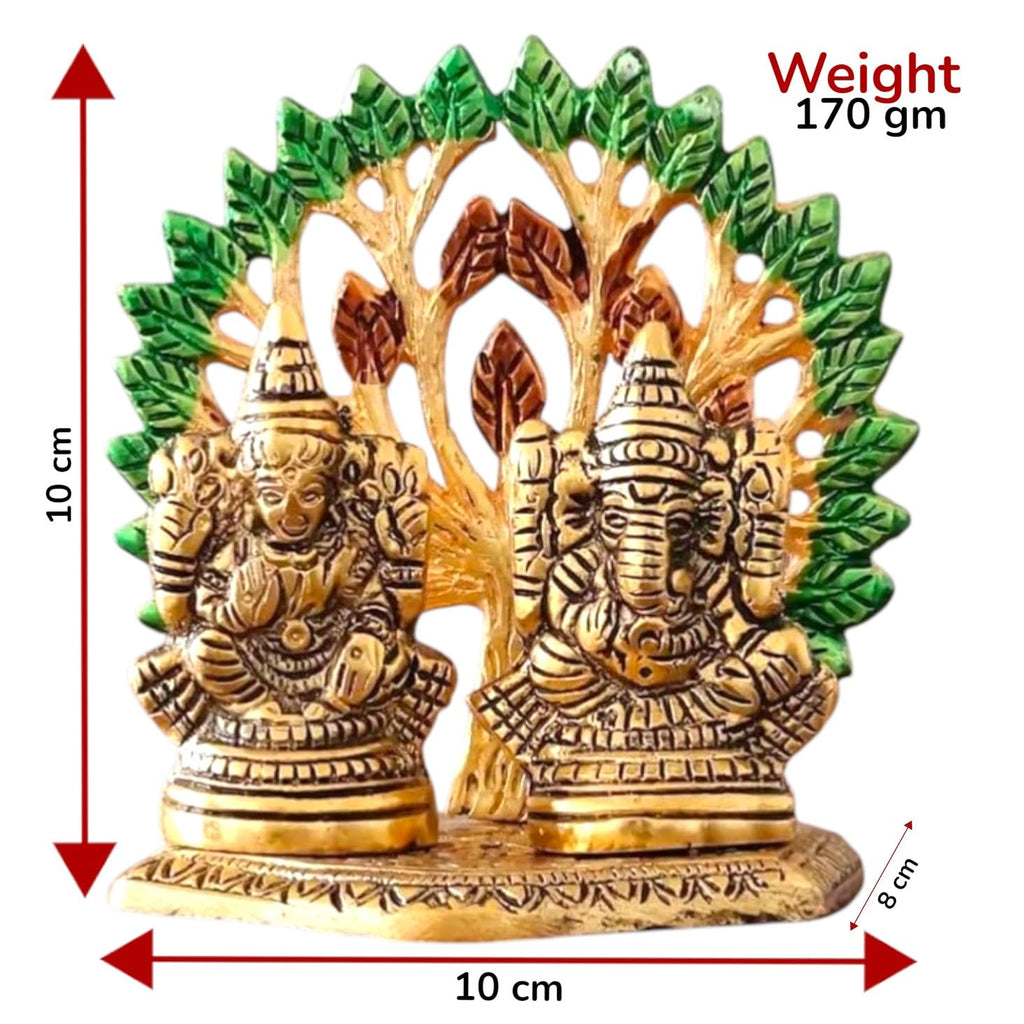 KridayKraft Mini Laxmi Ganesh Murti – Divine Lord Idol for Home & Office Décor, Intricately Designed Pooja Statue & Spiritual Showpiece for Living Room, Bedroom, Temple (Golden)